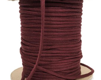 Burgundy Brown Knit Jersey Spaghetti Strap Trim Hollow Tube Tubular Trim 3/16 Inch wide 5 yards ATN00848