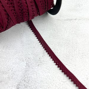 Maroon Picot Elastic Trim Lingerie Trim 1/2 inch width x 10 yards