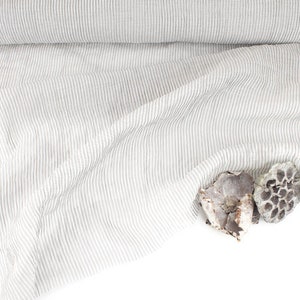 Light Gray Shimmer Stripe Crinkle Woven Fabric - Italian Designer Fabric