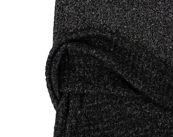 Black Marble Brushed Thermal Waffle Sweater Knit Fabric by the yard