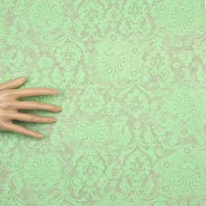 Light Green Damask Burnout Out Knit Fabric 41 Inches Length PDK00205
