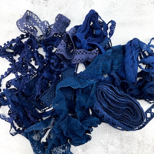 Navy Blue Lace Trims Variety Trim Scrap Pack Scrap Bundle Pack 10 Pieces SPK00199