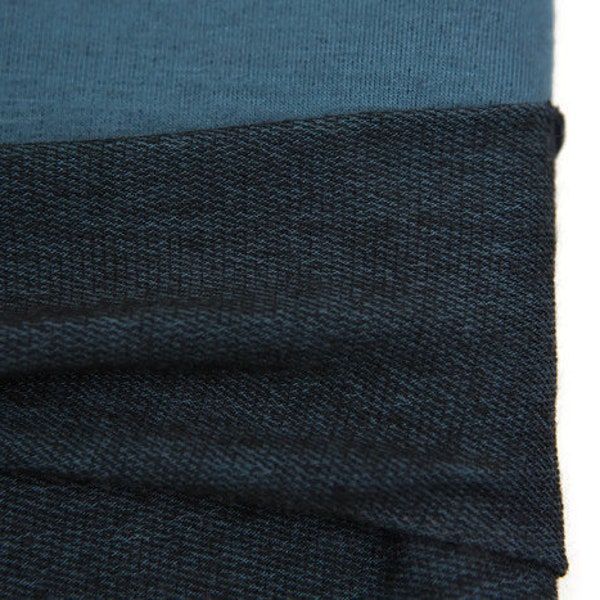 Blue and Black Baby French Terry Knit Fabric 1.5 yards FTK00552
