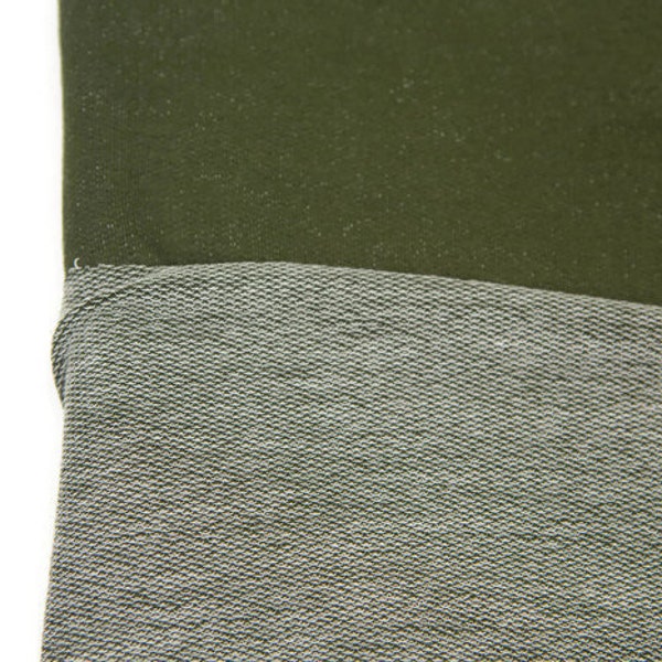 Olive Green Baby French Terry Knit Fabric by the yard FTK00555R