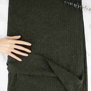 Heather Dark Green Rib Sweater Knit Fabric by the yard OSK001134R