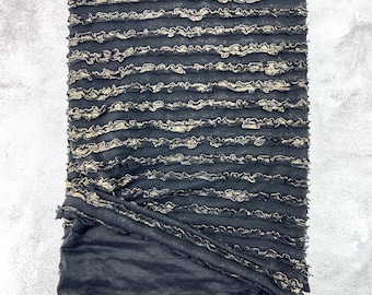 Black and Gold Ruffled Tier Knit Fabric Remnant 33 inches length PDK00798