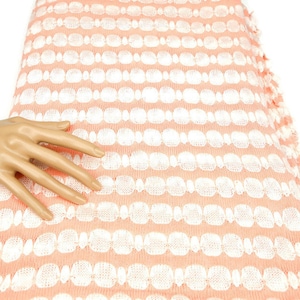 Peach and Off White Stripe Open Weave Sweater Knit Fabric 1.75 yards OSK00088