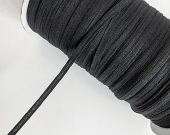 Black Flat Cotton Woven Trim: 1/4 inch, 20 Yards
