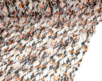 Black Orange and Gray Geometric Designs Stretch Mesh Fabric by the yard MNT00005R