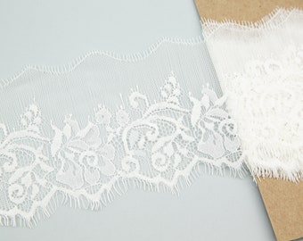 White Delicate Floral Lace Trim 4-1/8 inches width 2.75 yards NLT00276