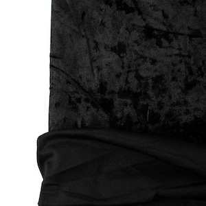 Black Crushed Stretch Velvet Knit Fabric by the yard