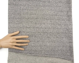 Gray and Black Speckled Stripe Reversible Medium Weight French Terry Knit Fabric by the yard