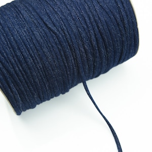 Blue French Terry Knit Spaghetti Strap Trim: 1/4 Inch, 10 Yards