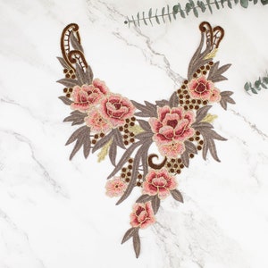 Blush and Taupe Floral Applique DIY Sewing Supplies Lace Applique