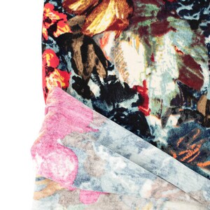 Red and Black Abstract Floral Sweater Knit Fabric by the yard image 3