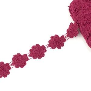 Burgundy Floral Cotton Cluny Lace Trim 3 yards