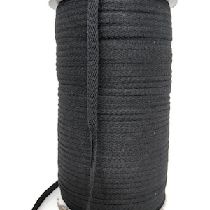 Black Cotton Twill Tape Narrow Cotton Trim for Drawstring Tie Cotton Ribbon Woven Trim 1/4 inch width 10 yards