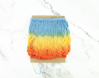 Colorful Blue Yellow Orange Fringe Trim: 6.5" x 1 Yard 26"