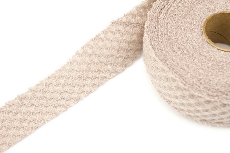 Beige Fancy Waffle Sweater Knit Bias Tape 1.25 inches width x 28 yards BST00177