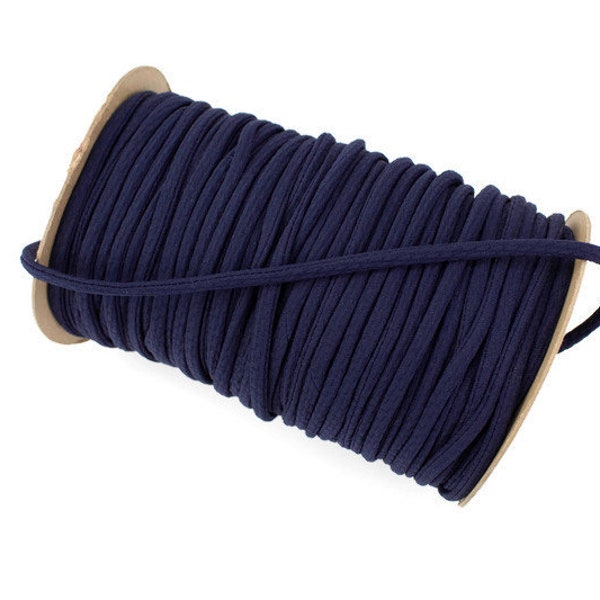 Navy Blue Dark Blue Cloque Polyester Spandex Knit Trim Spaghetti Straps Hollow Tube Tubular Trim 5 yards  ATN00922