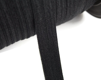 Black Fold Over Elastic Trim 10 yards