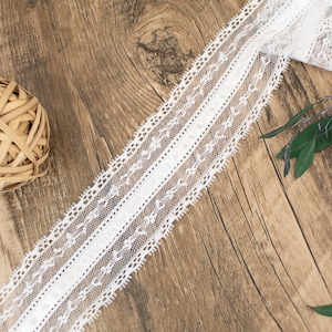 White Satin Lace Trim Remnant Scalloped Lace Trim White Lace Trim Destash 3 yards 25 inches