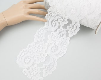 White Floral Lace Trim 4-5/8 inches width x by the yard NLT00332