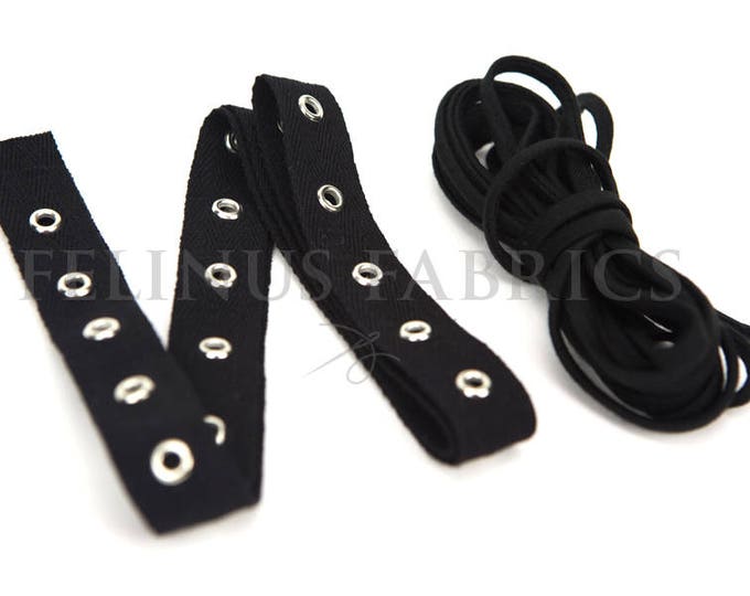 Black Grommet Tape and Black Knit Trim DIY Lace up Kit for Etsy