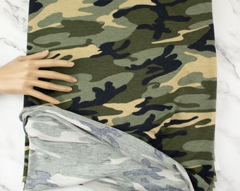Dark Olive Camouflage Baby French Terry Knit Fabric Remnant 1.75 yards FTK00865