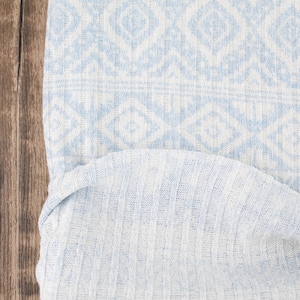 Light Blue and Off White Tribal Print Rib Sweater Knit Fabric 3 yard OSK01137A