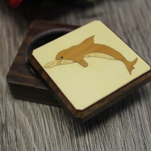 Dolphin Pill Box, Wood Pill Box-Pill Organizer-pocket pill box-Pill box with design-pill case-small box-inlay pill box, Ring box image 1