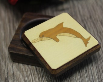 Dolphin Pill Box, Wood Pill Box-Pill Organizer-pocket pill box-Pill box with design-pill case-small box-inlay pill box,Ring box