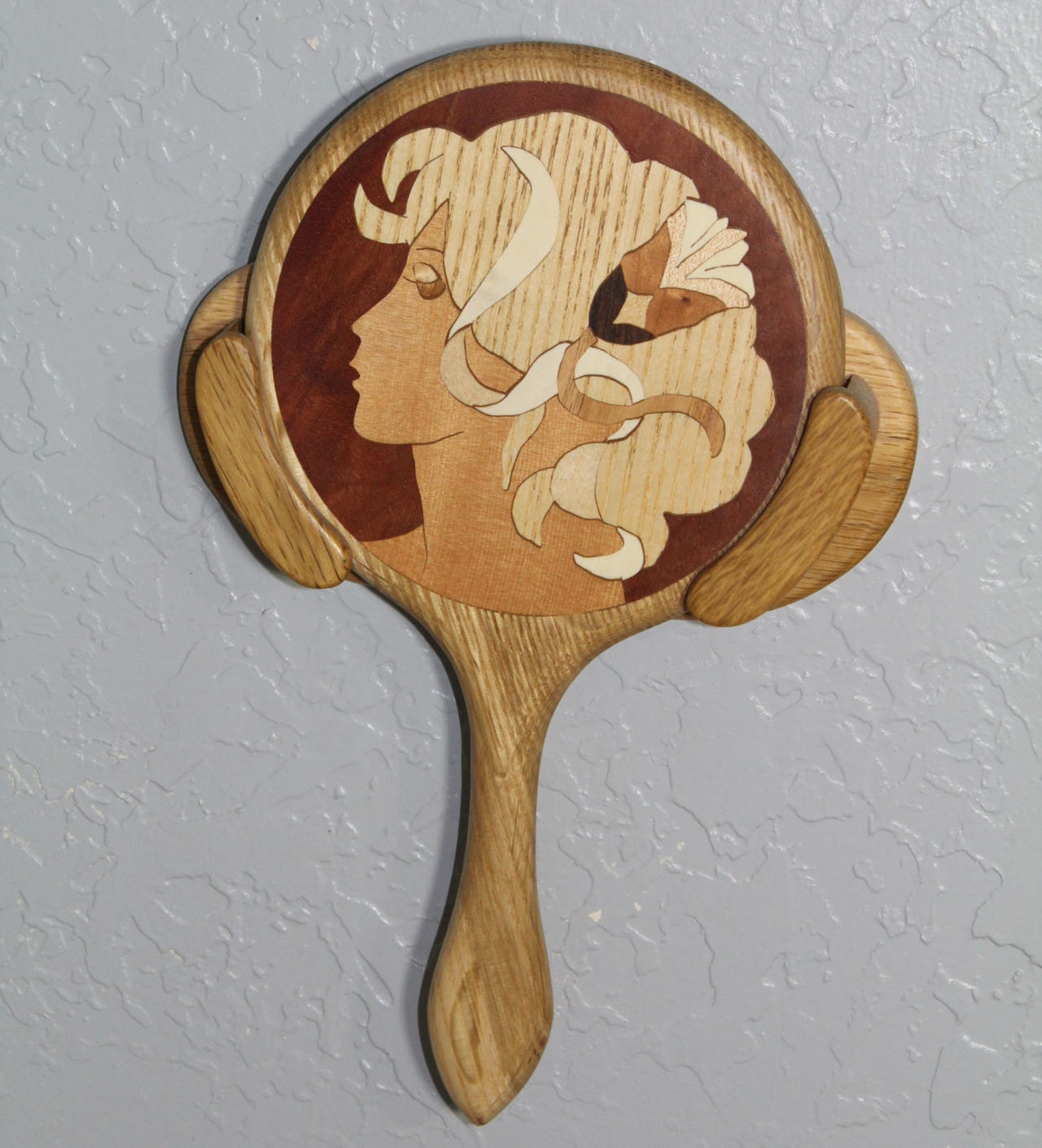 Hand Mirror Wood Hand Held Mirror Hummingbird Large Hand Etsy