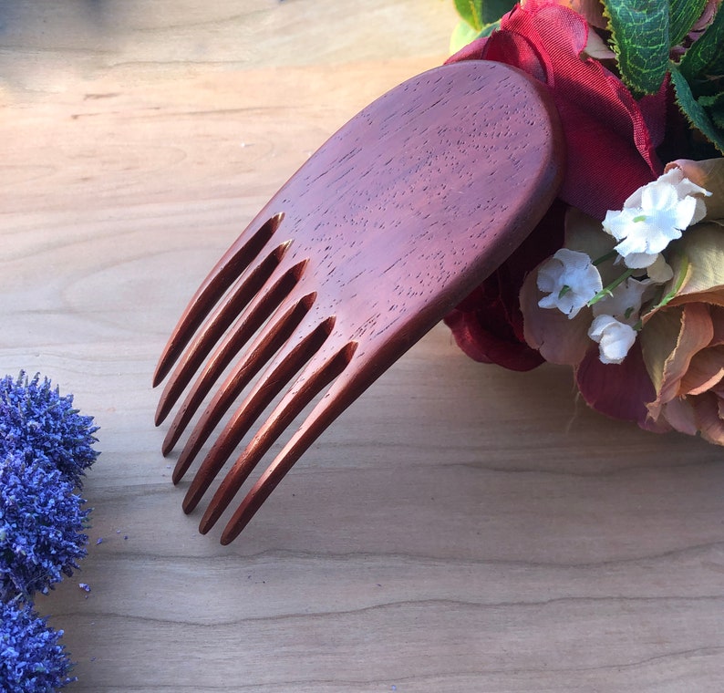 Hair Comb Fork 2 prongs, wood Hair Stick, Bun Holder, Hair Shawl Pin Hard wood Hair Comb Short Hair Handmade afbeelding 3