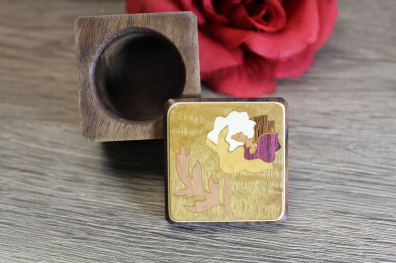 His /& Hers Ring Boxes Wood Wedding Box Flower Handmade Ring Box Ring Bearer Box Jewelry Box Pill Box Ring Box Wedding Ring Rustic Box