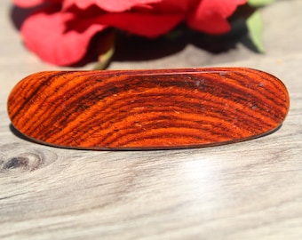 Hair Barrette Hair Clip Rectangle Luxury stripped Cocobolo Wood Made in USA 8