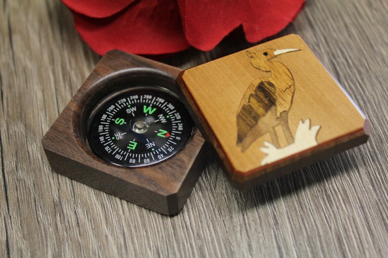Compass, Boxed compass Box, Personalized Compass, Baptism Gift, Graduation gift Hiking Hunting Father's day Gift Husband scout Crane image 1