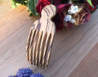 Hair Comb Fork prongs, Zebra wood Hair Stick fork, Bun Holder, Hair Shawl Pin Hard wood Hair Comb  Short Hair Handmade