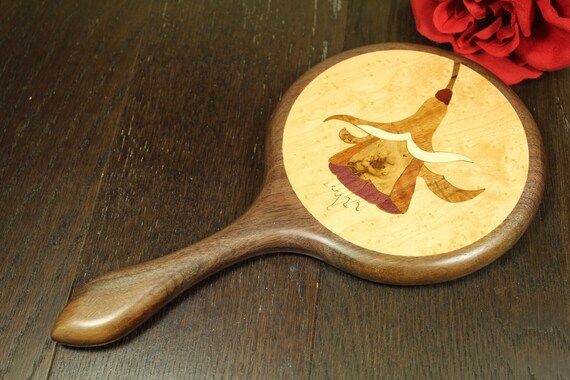 Hand Held Mirror Wood Hand Mirror Fuschia Wall Mirror Etsy