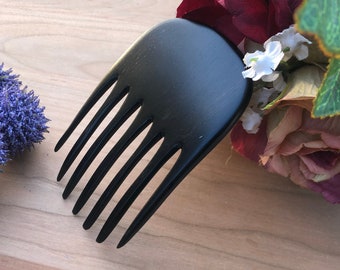 Ebony wood Hair Comb Fork 2 prongs, Black wood Hair Stick, Bun Holder, Hair Shawl Pin Hard wood Hair Comb  Short Hair Handmade