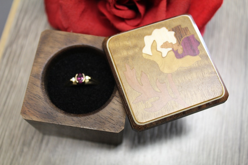His /& Hers Ring Boxes Wood Wedding Box Flower Handmade Ring Box Ring Bearer Box Jewelry Box Pill Box Ring Box Wedding Ring Rustic Box