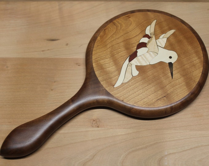 Hand Mirror Wood Hand Held Mirror Hummingbird Large Hand Etsy