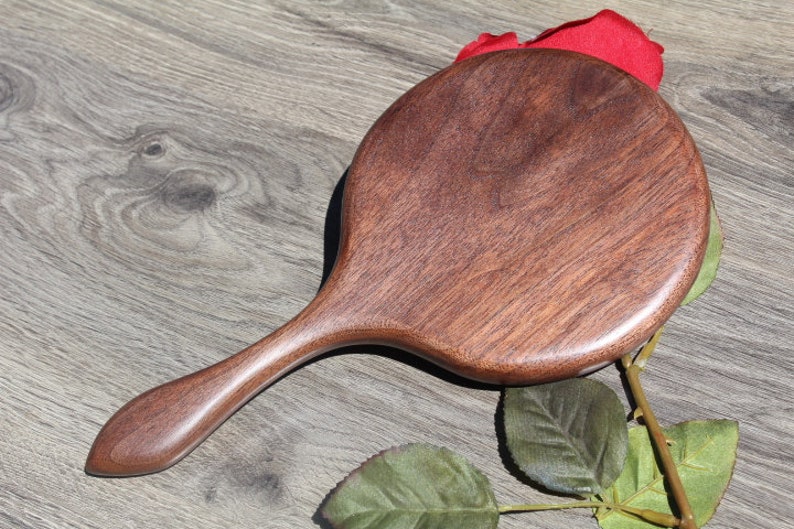 Mirror Hand Large Figured Wall Art Collectible Wood Held Highly Oregon Black Walnut Made In Usa