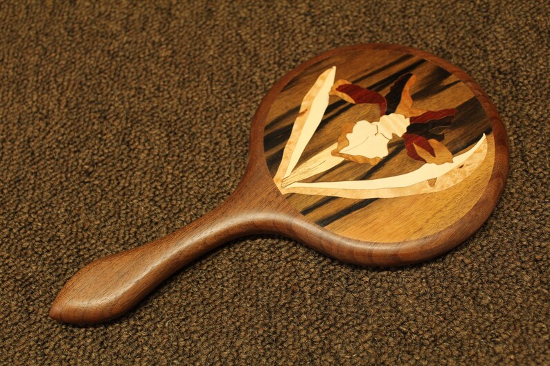 Hand Mirror Wood Hand Held Mirror Hummingbird Large Hand Etsy