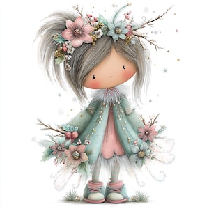 Whimsical Christmas Girl Clipart Set for Scrapbooking & Sublimation Design