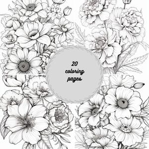 Blooming Flowers - Coloring Page - Instant PDF - Fun for Adults & Teens