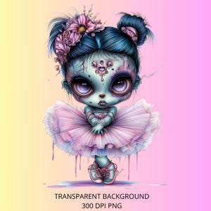 Spooky Chibi Ballerina Zombie Clipart Collection - Pink Ballet Outfits ...