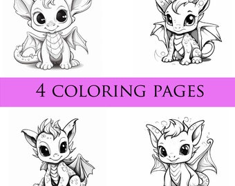 printable coloring page - Instant PDF Download - cute litle dino - kids colouring book