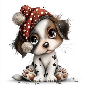 Nyckfull julhund i hatt Clipart-set - Festliga husdjursdesigner