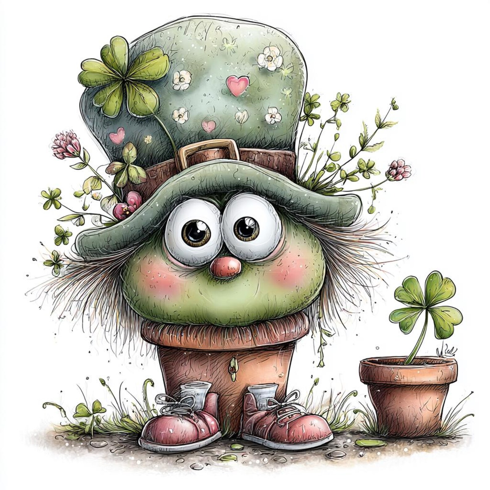 Whimsy Patrick Quirky Whimsical St. Patrick's Day Character Illustration Art Print - Etsy